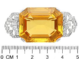 Diamond and Citrine Brooch Antique Size