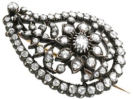 French 1890s Diamond Brooch in Yellow Gold