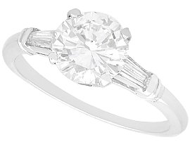 1.77 ct Diamond Solitaire Ring with Baguettes in Platinum