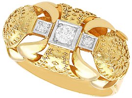 Art Deco Diamond and 14ct Yellow Gold Dress Ring