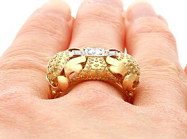 Yellow Gold Art Deco Ring Wearing 