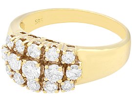 Vintage 3 Row Diamond Ring in Yellow Gold