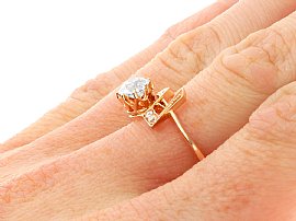 Antique Rose Gold Diamond Ring UK Wearing 