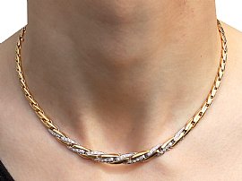 Wearing Vintage 18ct Gold Diamond Necklace