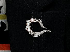 Vintage Pearl and Diamond Brooch Wearing