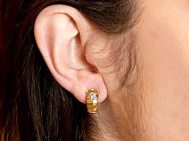 18ct Yellow Gold Hoop Earrings with Diamonds