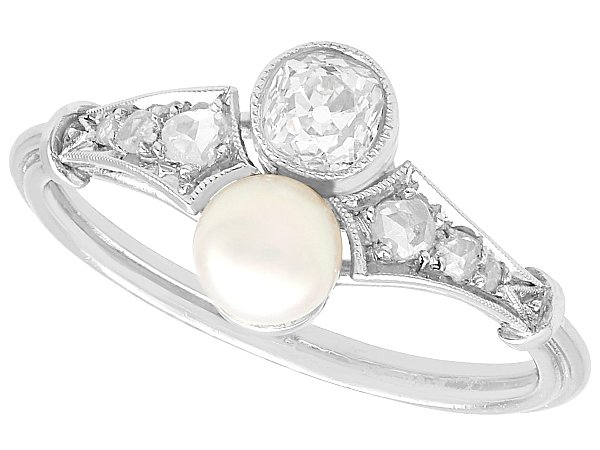 Single Pearl and Diamond Ring for Sale
