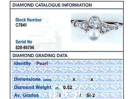 Single Pearl and Diamond Ring for Sale Grading 