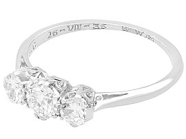 Antique VS1 Diamond Trilogy Ring in Platinum for Sale