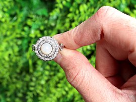 Pearl Target Ring with Diamonds for Sale