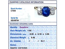 1950s Oval Sapphire Diamond Ring for sale
