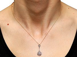 Diamond Pendant Necklace on Neck