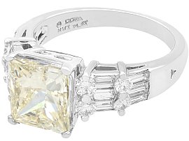 Vintage 4 Carat Princess Cut Diamond Ring