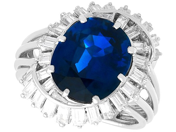 Vintage Sapphire Ring with Baguette Diamonds