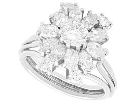 Vintage 2.76 ct Diamond Cluster Engagement Ring in Platinum