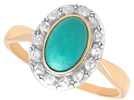 Edwardian 2.12ct Turquoise and 1.32ct Diamond Dress Ring in 14ct Rose Gold 