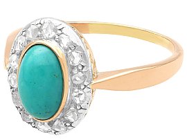 Antique Turquoise Ring with Diamonds