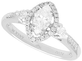 Vintage Marquise Diamond Halo Ring 18ct White Gold