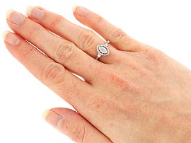 Vintage Marquise Diamond Halo Ring Wearing 