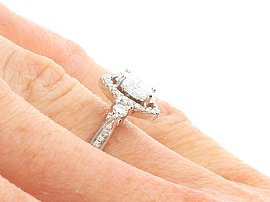 Vintage Marquise Diamond Halo Ring Wearing 