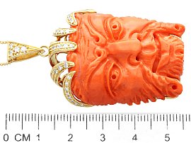 Vintage Carved Face Coral Pendant Size
