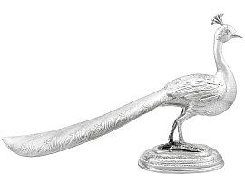 Pair of Large Silver Bird Ornaments