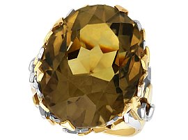 Vintage 19.05 ct Smoky Quartz and 18 ct Yellow Gold Ring