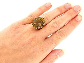 Vintage Smoky Quartz Ring for Sale Wearing 