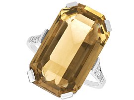 Antique 14.18ct Smoky Quartz and Diamond Ring in 18 ct White Gold