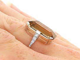 Wearing Antique Smoky Quartz and Diamond Ring