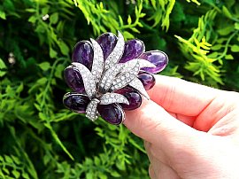 Large Amethyst and Diamond Brooch Outside