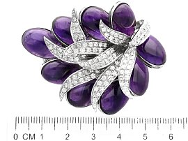 Large Amethyst and Diamond Brooch Size