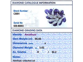 Large Amethyst and Diamond Brooch Grading 