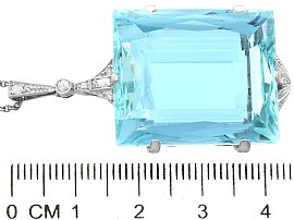 Rectangular Cut Aquamarine Pendant Size