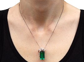 art deco tourmaline pendant for sale wearing 
