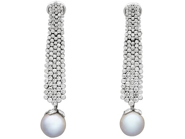 Multi Strand Diamond Drop Earrings with Pearls