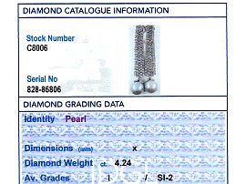 Grading Card for Multi Strand Diamond Drop Earrings with Pearls