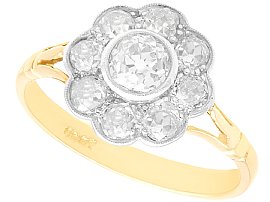 1910s 1.34ct Diamond Cluster Ring in 18ct Yellow Gold