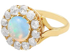 Antique Opal and Diamond Cluster Ring