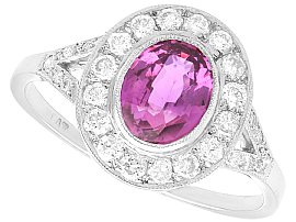 Vintage 1.88 ct Pink Sapphire and Diamond Ring in Platinum