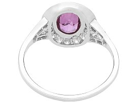 Vintage Pink Sapphire and Diamond Ring in Platinum for Sale