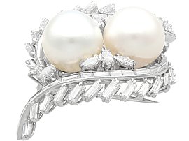 Vintage south sea pearl brooch with diamonds