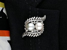 south sea pearl brooch with diamonds wearing 