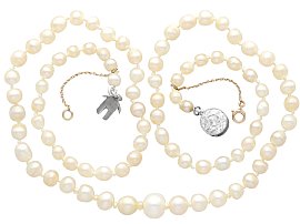 Vintage Natural Pearl Necklace with Diamond Clasp