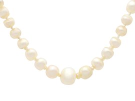 Vintage Pearl Necklace with Diamond Clasp 