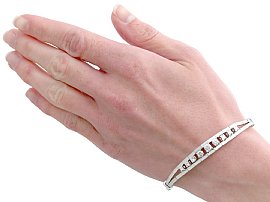 9 Diamond Bracelet in White Gold for Sale Wearing 