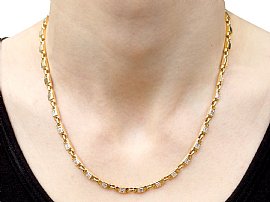 18ct Yellow Gold Multi Diamond Necklace for Sale Wearing 