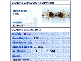 vintage ruby and diamond earrings for sale grading 