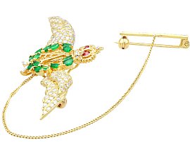 Gold RAF Wings Brooch with Emeralds for Sale UK