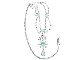 Antique Aquamarine Necklace with Pearls Boxed